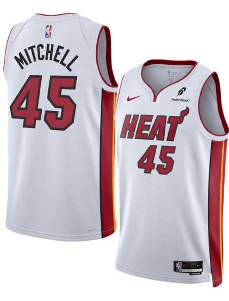 Mens Miami Heat #45 Davion Mitchell White 2025 Association Edition Swingman Stitched Jersey Dzhi->miami heat->NBA Jersey